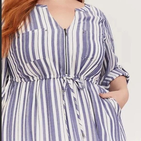 Torrid Blue Nautical Striped Dress - Picture 3 of 15